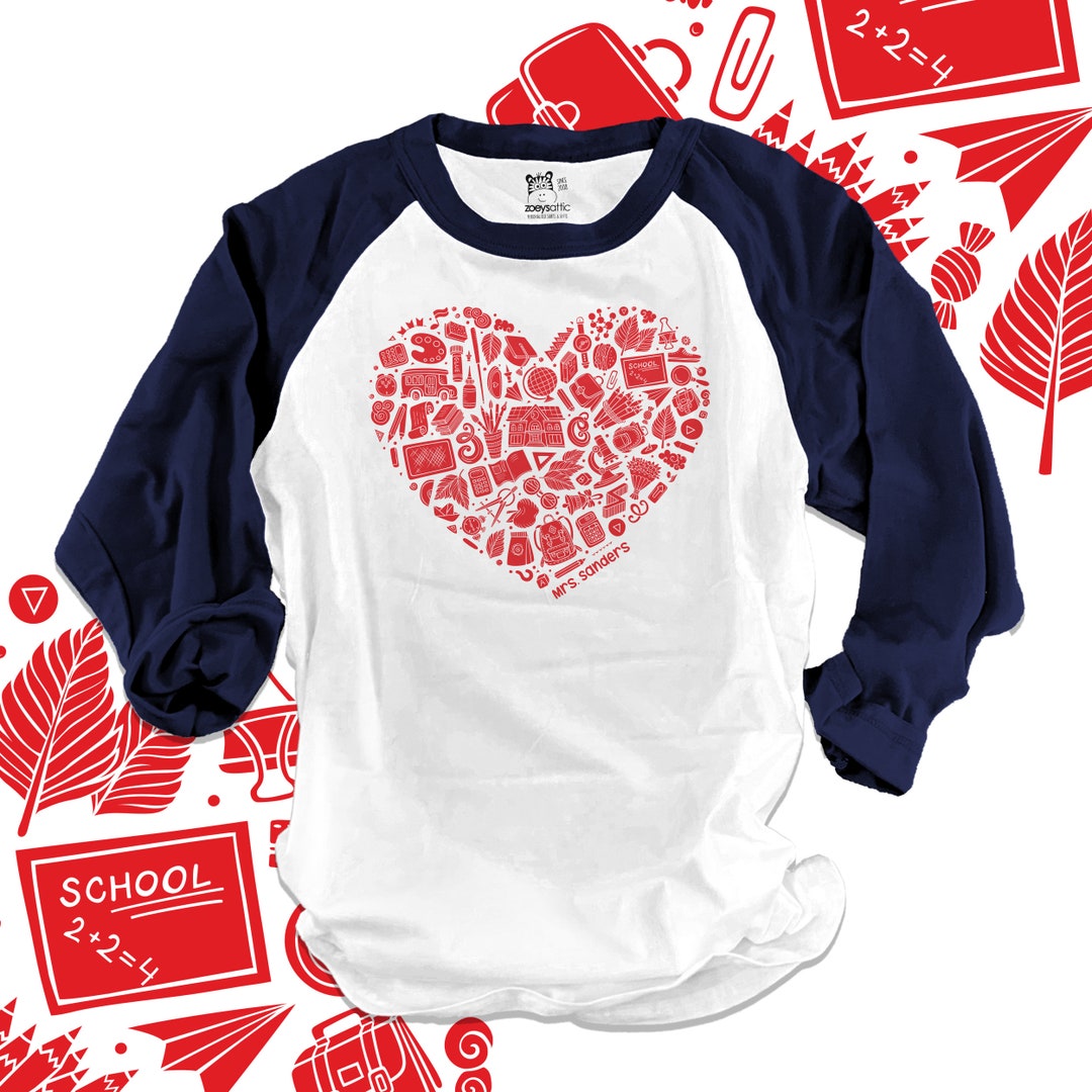 Valentine Heart Teaching Raglan | Love Teacher School Raglan Shirt ...