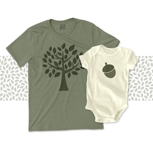 matching dad and baby shirts fathers day shirts acorn tree t-shirts for dad and kids and baby gift set Father's Day gift 22FD-013-Set image 1