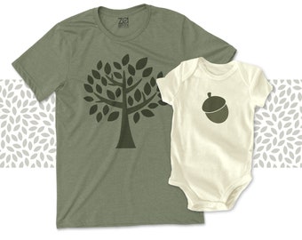 matching dad and baby shirts fathers day shirts acorn tree t-shirts for dad and kids and baby gift set - Father's Day gift 22FD-013-Set