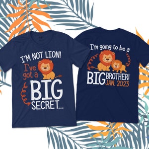 big brother shirt lion pregnancy announcement big brother to be t shirt FRONT/BACK dark t-shirt MSS2-003-ND