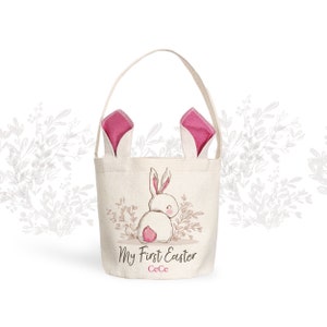 My First Easter Basket girls pink bunny ears easter bag sweet bunny with pink cottontail personalized easter bunny basket first easter gift