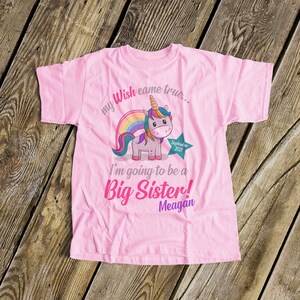 Big sister to be unicorn whimsical i'm going to be a big sister pregnancy announcement Tshirt MGRL-017N image 3