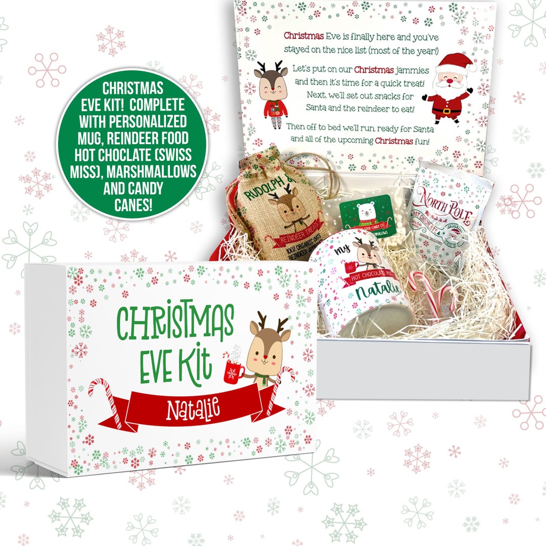 Christmas Eve Kit Hot Chocolate and Treat Christmas Eve Box Kit With All the Goodies Goodbye Elf 