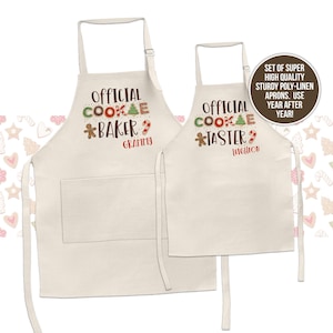 Official cookie taster baker holiday apron Christmas baking aprons youth or adult great Christmas gift for your cookie baking team  matching
