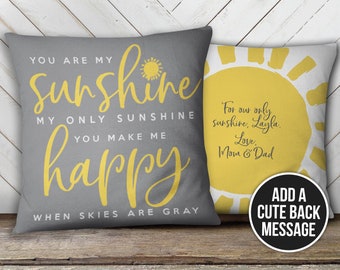 You are my sunshine pillow - throw pillow customized you are my sunshine lyrics throw pillow with optional back print/pillow insert PIL-087