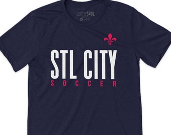 st louis soccer shirt | stl city soccer unisex adult DARK tshirt | saint louis fleur de lis soccer tee shirt