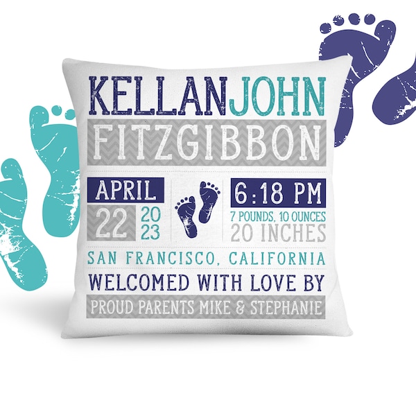 Birth announcement pillow footprints new baby gift custom generic infant footprints throw pillow BP-022