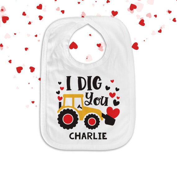 I Dig You Valentine s Day Bib for Baby Cute Boys Construction