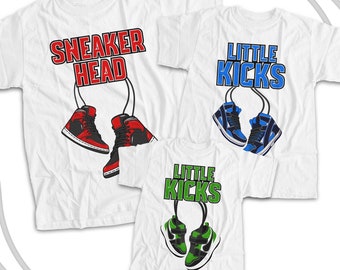 Sneaker Head and Little Kicks matching shirt gift set | sneaker family THREE shirt set | great gift for sneaker loving family 23FD-017-Set