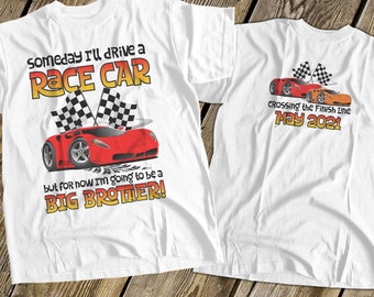 big brother shirt race car perfect pregnancy announcement for the big brother to be racing fan MTRAN-015N