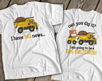 Big brother to be big news dump truck construction pregnancy announcement Tshirt MDT-005Nfb
