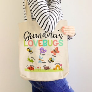 Grandma tote bag gift for grandma from grandkids personalized grandkids tote bag for grandma, nana tote, grammy tote, meme tote 22MD-065-Bag image 1