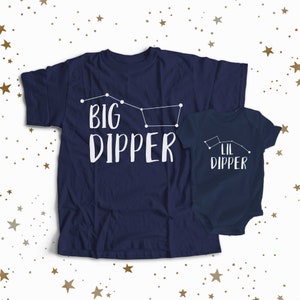 Big dipper lil dipper matching dad and kiddo DARK t-shirt or bodysuit gift set - fun gift for Father&#39;s Day 22FD-063-DSet
