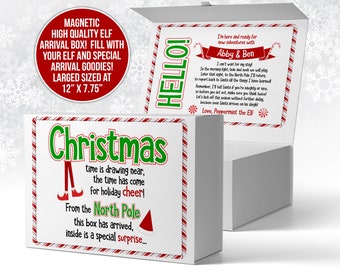 elf arrival gift box | christmas elf gift box for elf arrival and elf goodies elf hello box christmas elf arrival idea box keepsake elf box