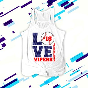 Baseball mom tank top flowy LOVE -  great gift for birthday or Mother's Day baseball mom shirt 22SPRT-013-F