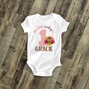 First birthday shirt - thanksgiving 1st birthday girl shirt - little turkey birthday first second thanksgiving 22SNLF-019