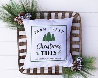 Christmas pillow | farm fresh christmas tree pillowcase pillow | holiday throw pillow | tree farm pillowcase - optional pillow insert