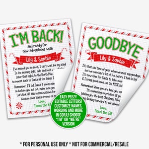 cartas de elfos personalizadas / cartas de bienvenida y despedida de elfos / cartas de elfos de Navidad a niños de elfos / cartas de elfos descargables / cartas de elfos