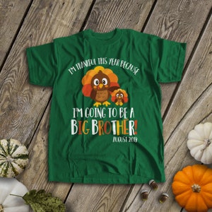 Thanksgiving big brother DARK shirt | thankful turkey big brother | thankful this year big brother | pregnancy announcement 22SNLF-042-BD