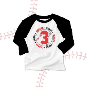 birthday boy t shirt baseball birthday party personalized birthday shirt raglan shirt 22BD-076-R image 2