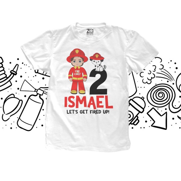 Birthday boy li'l fire chief personalized fire truck theme birthday shirt MBD-086