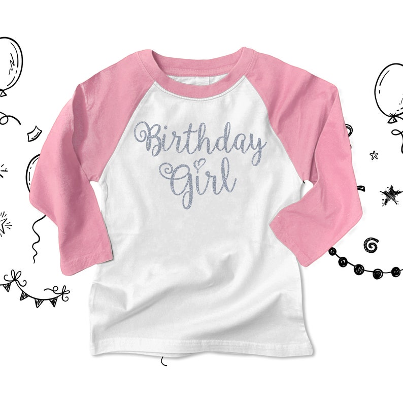Birthday girl sparkly glitter raglan shirt fun glitter birthday shirt you choose glitter color BGSTS image 2
