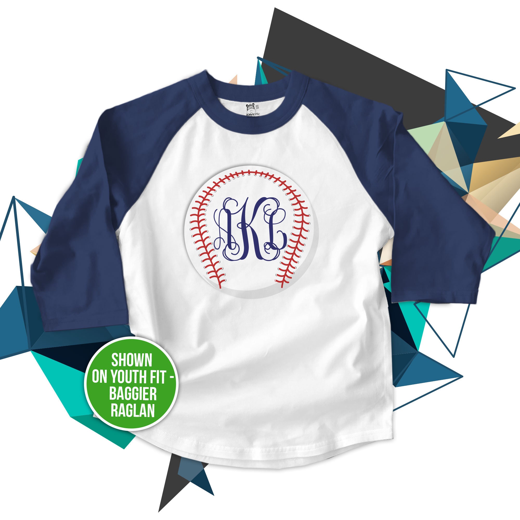 Baseball Traditional Monogram Personalized Raglan Shirt Adorable Custom Monogrammed Shirt 22SPRT 021 RB Etsy