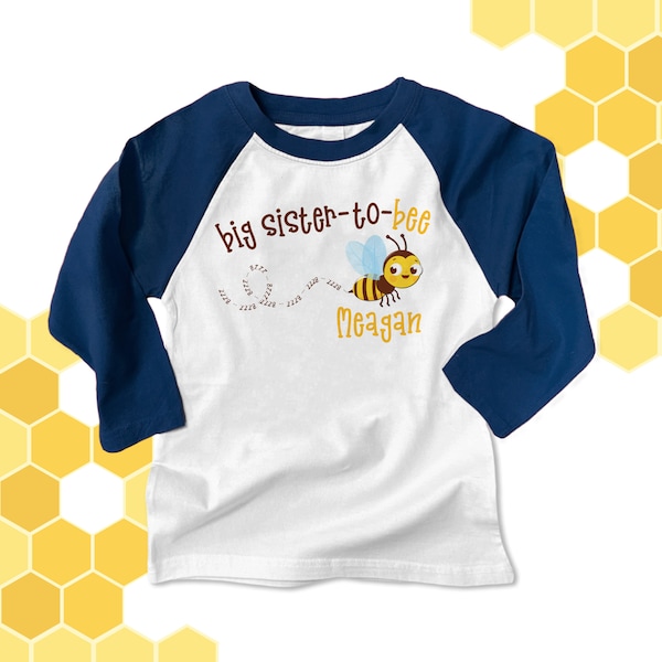 Big sister whimsical bee raglan shirt | Big Sister To BEE raglan shirt MBEE-011-R