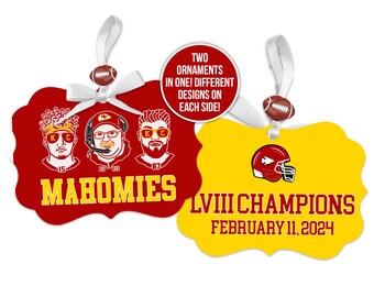 kansas city football ornament 2024 super bowl LVIII champions two-sided commemorative ornament funny mahomies aluminum ornament fan gift