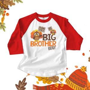 thanksgiving big brother shirt little turkey big brother to be shirt on raglan sleeves 22SNLF-009-BBR