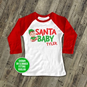 Christmas santa baby boy raglan shirt - perfect for baby&#39;s first christmas 22SNLC-066-R