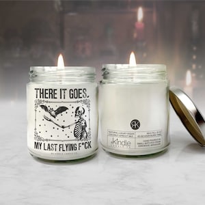 funny novelty candle there it goes my last flying f*ck luxury vegan candle gift hand poured vegan wax candle humorous skeleton bat cndl-106