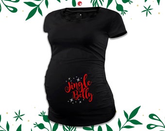 Christmas jingle belly maternity or non maternity DARK pregnancy top with stars MMAT-008-D