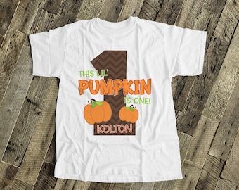 First birthday shirt fall halloween thanksgiving lil' pumpkin kids 1st birthday personalized t-shirt 22SNLF-004