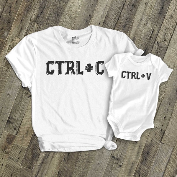 matching mom or dad and baby / kids t-shirt or bodysuit ctrl+c and ctrl+v copy paste set perfect gift mac or pc version 22FD-002-Set