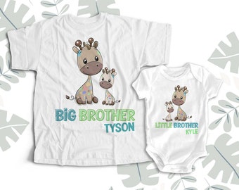 Big brother shirt, little brother shirt - matching big brother / little brother set - FUNKY GIRAFFE MGRF-013