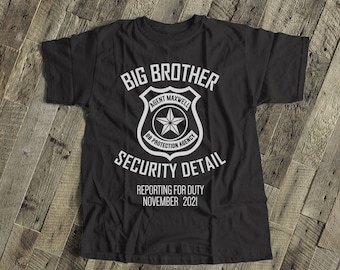 Big brother security detail shirt or big brother to be pregnancy announcement Tshirt DARK MSMP-027d