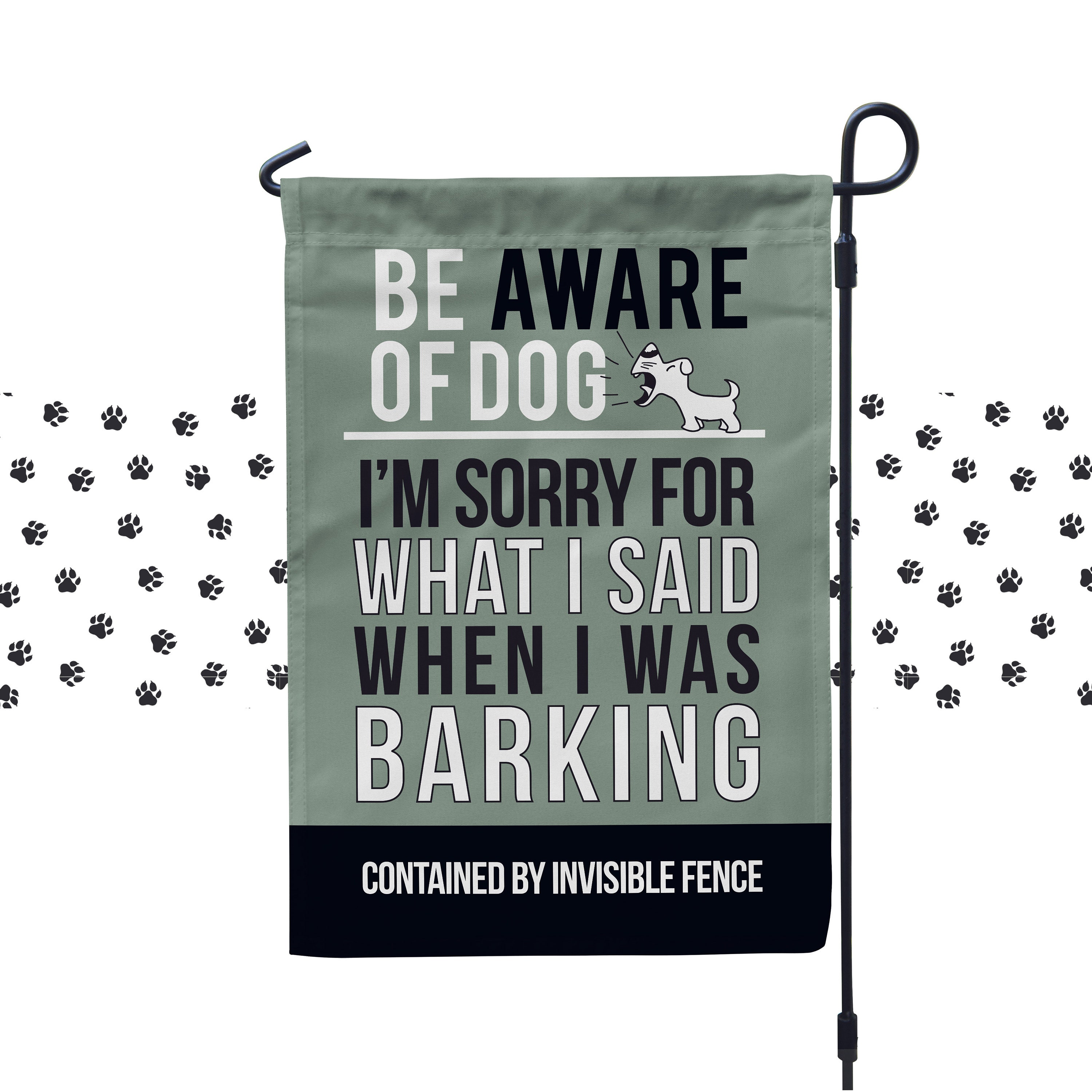 Beware of dog garden flag contained by invisible fence flag Etsy
