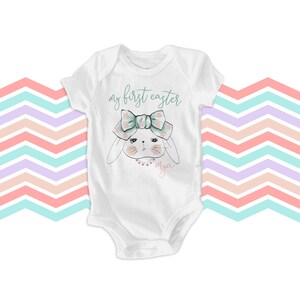 My First Easter bodysuit - adorable personalized boho bunny bodysuit or tshirt for your little girls first Easter 22SNLE-044