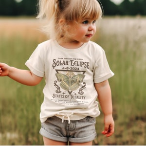 total solar eclipse cute toddler girls t-shirt totality retro boho style natural colored tee kids infant toddler cool eclipse tshirts school image 2