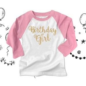 Birthday girl sparkly glitter raglan shirt fun glitter birthday shirt you choose glitter color BGSTS image 3
