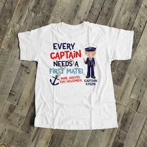 captain first mate big brother shirt nautical theme pregnancy announcement Tshirt MBEH-017N image 1