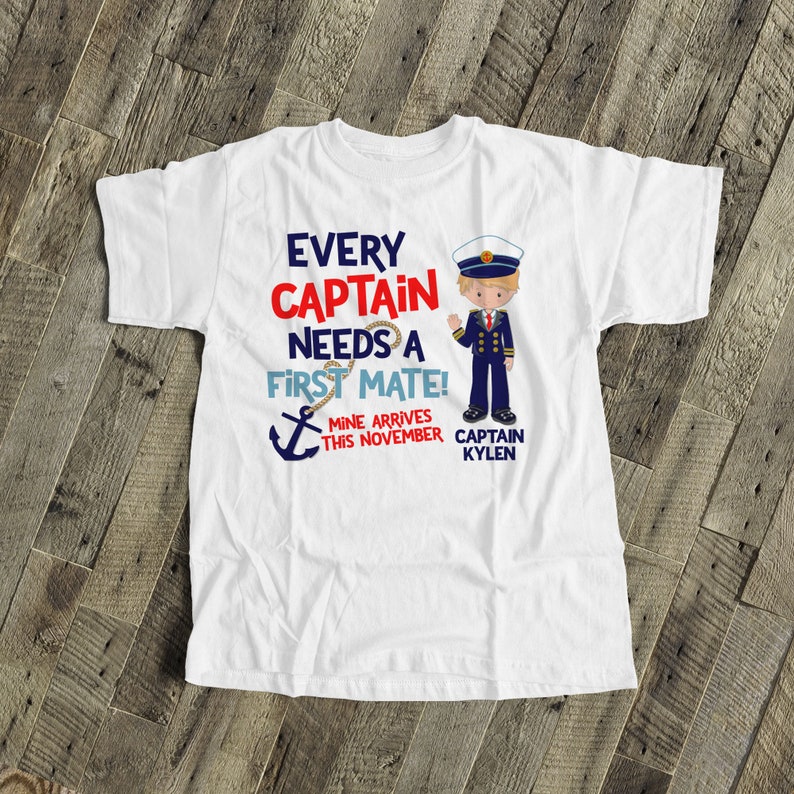 captain first mate big brother shirt nautical theme pregnancy announcement Tshirt MBEH-017N image 1