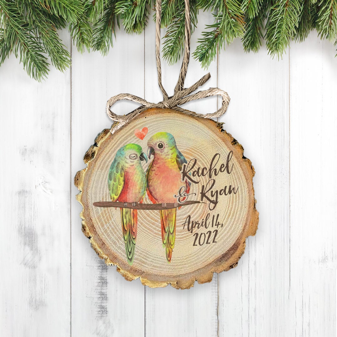 Love Birds Personalized Cut Wood Christmas Ornament - Great Gift for ...