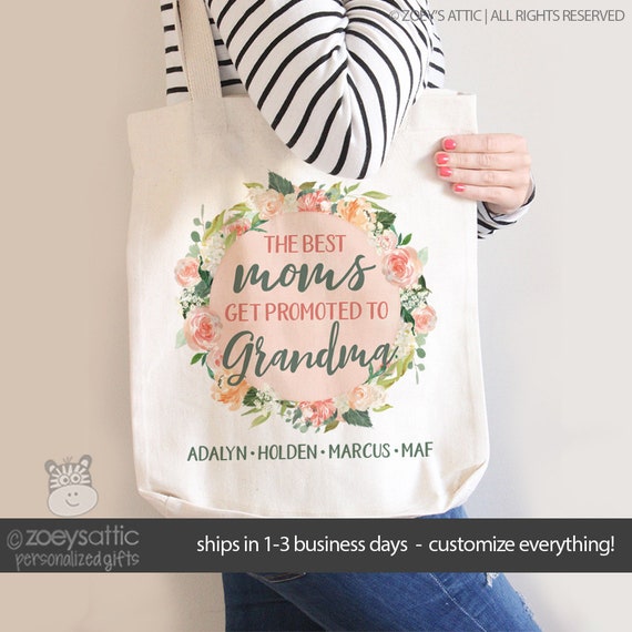 grandma bag | mother's day present tote bag | the best moms get promoted to grandma or nana tote bag | gift bag grandma 22MD-097-Bag