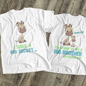 big brother shirt - giraffe i have a big secret pregnancy announcement t-shirt MGRF-014