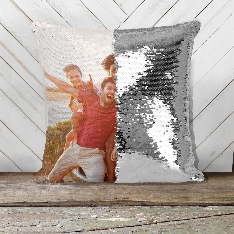 photo sequin pillow custom picture custom siblings BFF image 3