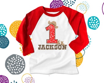 cowboy birthday shirt  (or cowgirl shirt) buckaroo birthday party theme RAGLAN shirt 22BD-104-R