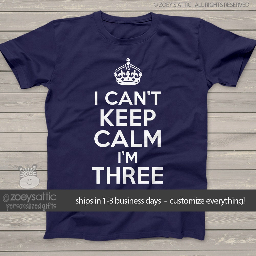 Third birthday can't keep calm 3rd birthday DARK shirt | Etsy