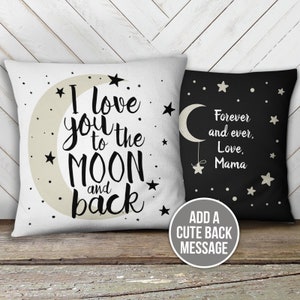 i love you to the moon and back throw pillowcase and optional back printing/pillow insert personalized love you to the moon and back image 1